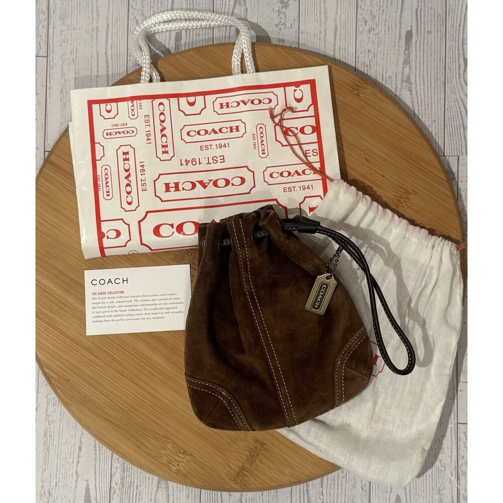 Vintage  Coach Soho Suede Drawstring Pouch Wristlet Brown - RARE - NWOT